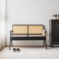 夏馬Shiamal Home 藤編靠背長凳 (黑色)