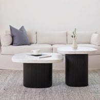 丹麥Tolv 京都園水磨石茶几 (白/黑)