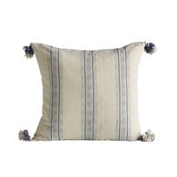 丹麥tineKhome 流蘇線條方形棉質靠枕 (洋藍、長50公分)