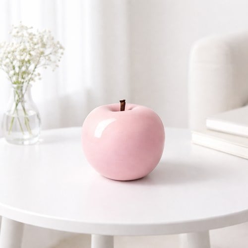 德國BULL＆STEIN 石櫻粉陶瓷釉光蘋果雕塑 (室內、直徑20公分)