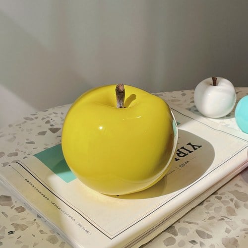 德國BULL＆STEIN 毛茛花黃陶瓷釉光蘋果雕塑 (室內、直徑12公分)