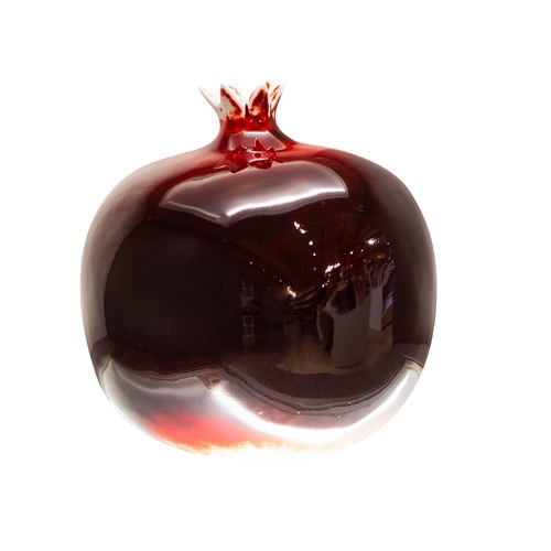 德國BULL＆STEIN 波爾多色陶瓷釉光石榴雕塑 (直徑12公分)