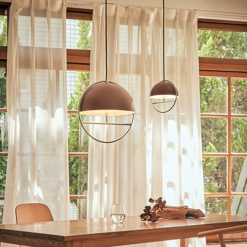 HUAN L 圜|吊燈 (可可棕/鉻)