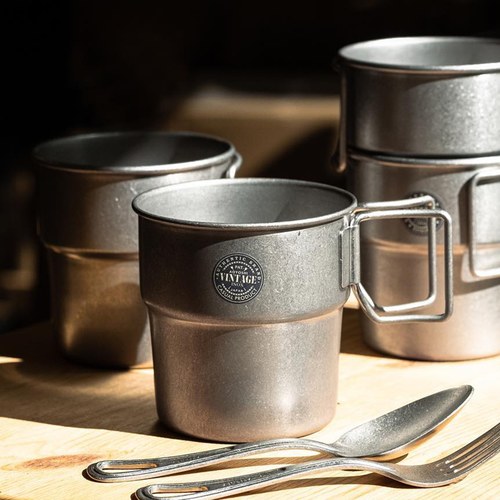 日本Aoyoshi 戶外露營堆疊馬克杯 (霧銀、300毫升)