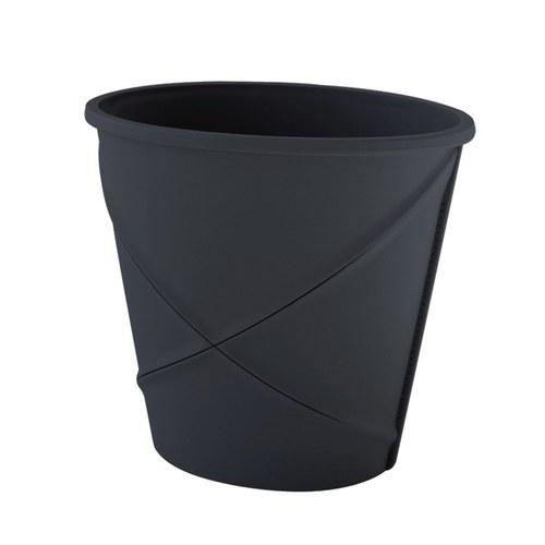 日本 八幡化成 仿皮革軟式收納筒 (黑、容量 6 公升)