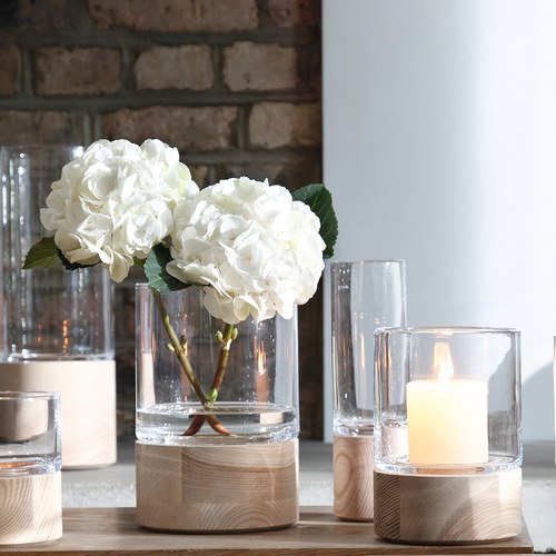 英國LSA 木底圓玻璃燭台 (高22.5公分)