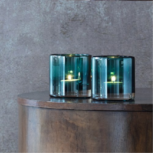 英國LSA 爵士時代炫彩燭台 (孔雀藍、高8.5公分)