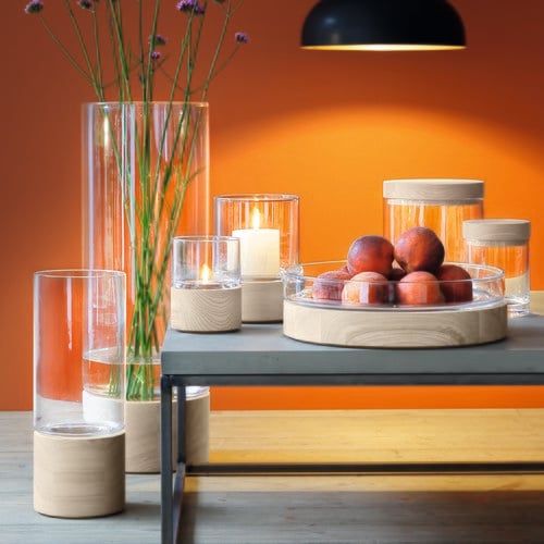 英國LSA 木底圓玻璃花器 (高36公分)