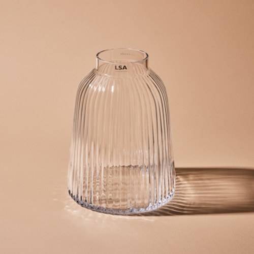 英國 LSA 皺褶窄口花器(透明、高20公分)
