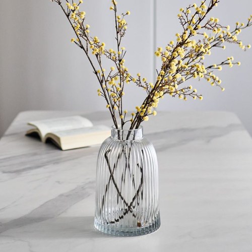 英國 LSA 皺褶窄口花器(透明、高20公分)