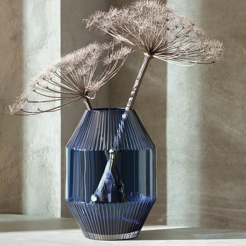 英國LSA 寶石羅馬柱花器(藍寶石、高37公分)