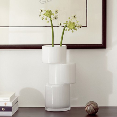 英國LSA 堆疊藝術花器 (霧白、高26公分)-TD03