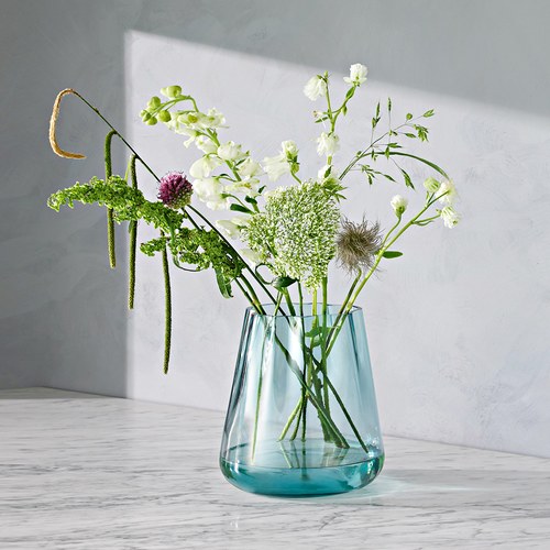 英國LSA 手揉玻璃花器 (湖水、高18.5公分)-LG13