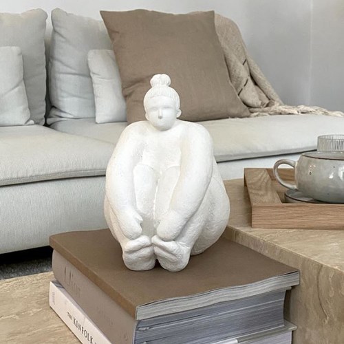 丹麥Lene Bjerre 相撲力士雕塑擺飾 (白、屈膝)