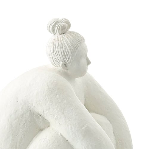 丹麥Lene Bjerre 相撲力士雕塑擺飾 (白、屈膝)