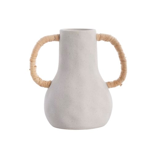 丹麥Lene Bjerre 撞色雙耳花器 (淺灰、高21.5公分)