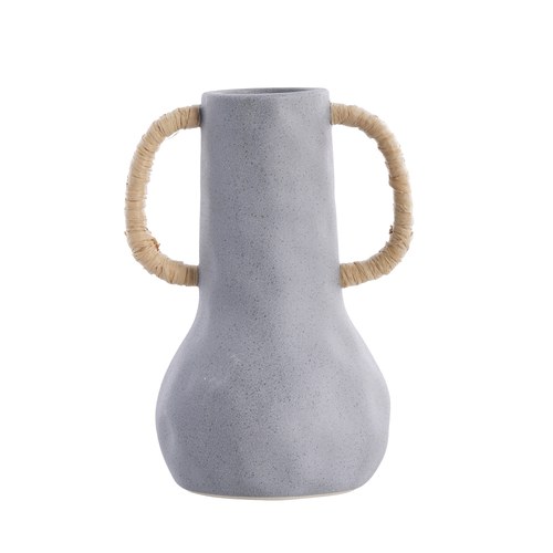 丹麥Lene Bjerre 撞色雙耳花器 (深灰、高25.5公分)