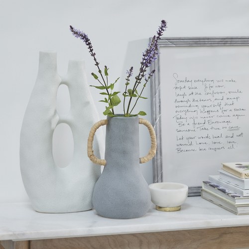 丹麥Lene Bjerre 撞色雙耳花器 (深灰、高25.5公分)