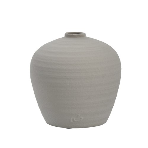 丹麥Lene Bjerre 質樸陶作窄口花器 (灰、高21公分)