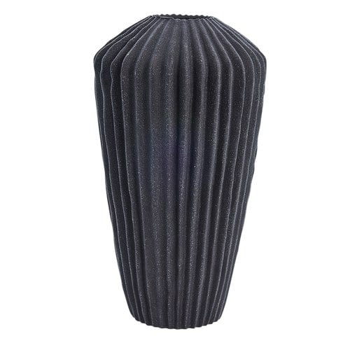 丹麥Lene Bjerre 復古刻紋花器 (深灰、高26.5公分)