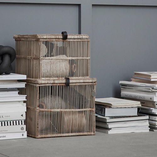 丹麥Lene Bjerre Norah海島風竹編置物箱2件組