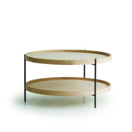 丹麥Tolv Humla 立體邊緣雙層圓形茶几 (橡木、直徑69cm)