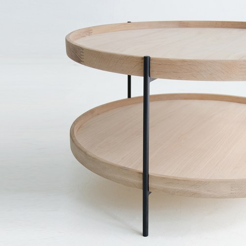丹麥Tolv Humla 立體邊緣雙層圓形茶几 (橡木、90cm)