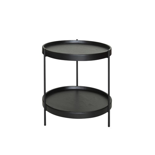 丹麥Tolv Humla 立體邊緣雙層圓形邊桌 (黑、直徑44cm)