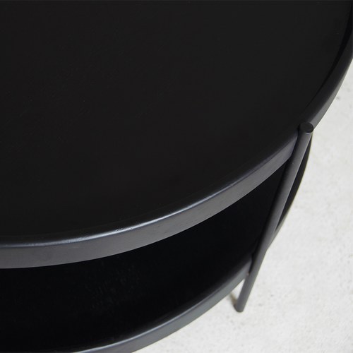 丹麥Tolv Humla 立體邊緣雙層圓形茶几 (黑、直徑69cm)