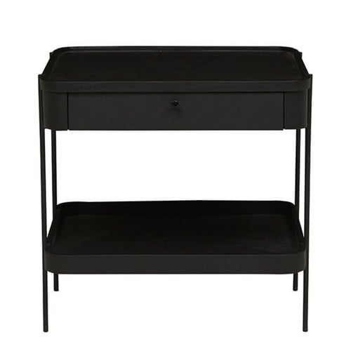 丹麥Tolv Humla 立體邊緣雙層方形收納邊桌 (黑)