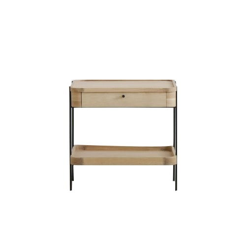 丹麥Tolv Humla 立體邊緣雙層方形收納邊桌(橡木)