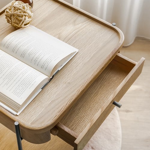 丹麥Tolv Humla 立體邊緣雙層方形收納邊桌(橡木)