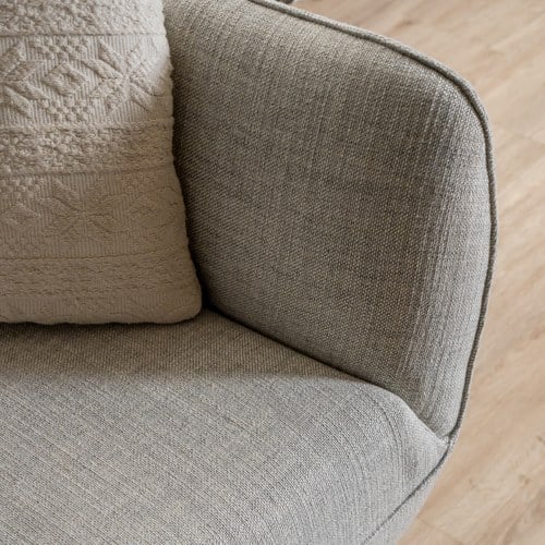 丹麥Tolv 柔軟線條布面三人沙發 (米灰)