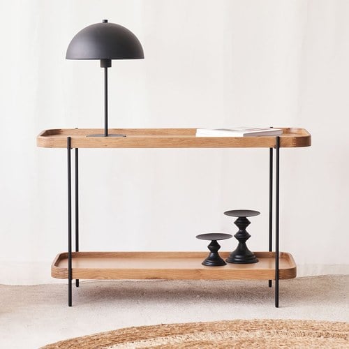 丹麥Tolv Humla 立體邊緣雙層矩形邊桌 (橡木)