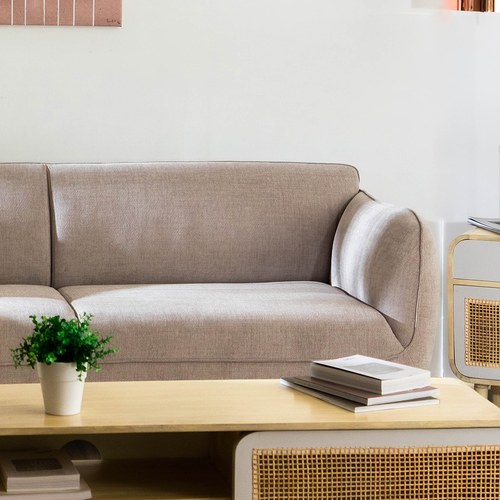 丹麥Tolv 柔軟線條布面2.5人沙發 (米灰)