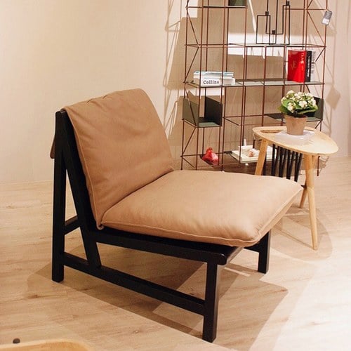 丹麥Tolv 編織網狀斜邊休閒皮革躺椅(淺灰)