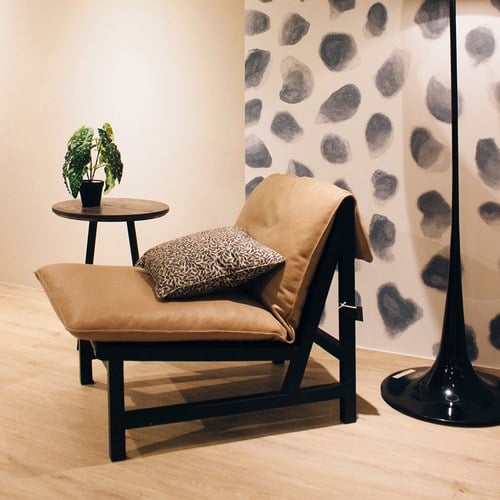 丹麥Tolv 編織網狀斜邊休閒皮革躺椅(淺灰)