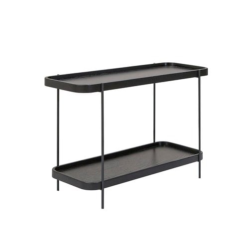 丹麥Tolv Humla 立體邊緣雙層矩形邊桌 (黑)