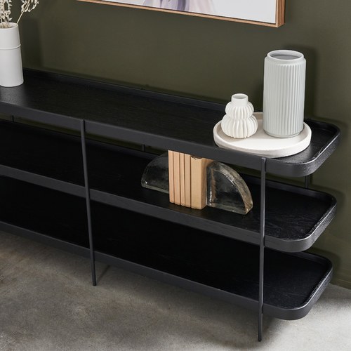 丹麥Tolv Humla 立體邊緣多層置物展架 (黑)