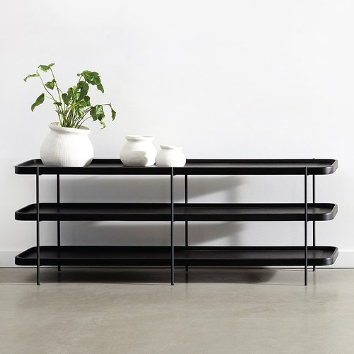 丹麥Tolv Humla 立體邊緣多層置物展架 (黑)