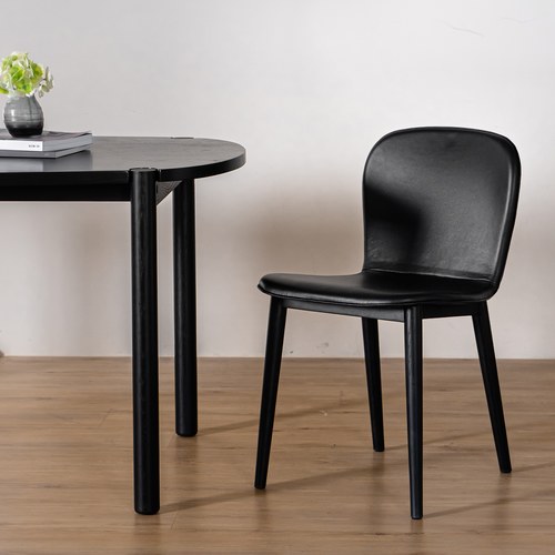 丹麥Tolv Puddle圓弧流線型單椅(皮革/黑)