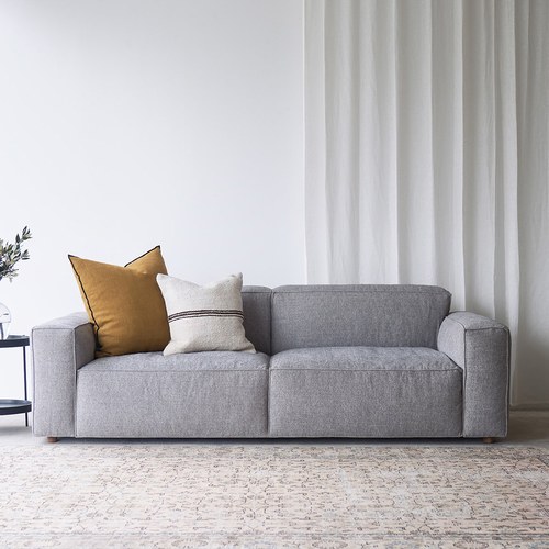 丹麥Tolv Baker澎厚吐司布面沙發 (麻灰、200公分)