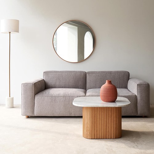 丹麥Tolv Baker澎厚吐司布面沙發 (麻灰、200公分)