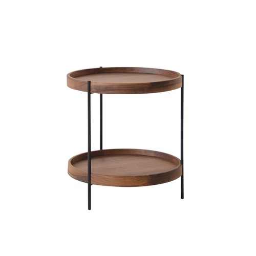丹麥Tolv Humla 立體邊緣雙層圓形邊桌 (胡桃木、44公分)