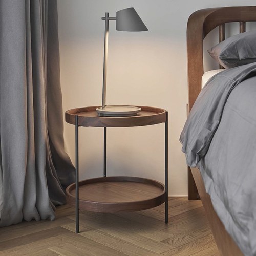 丹麥Tolv Humla 立體邊緣雙層圓形邊桌 (胡桃木、44公分)