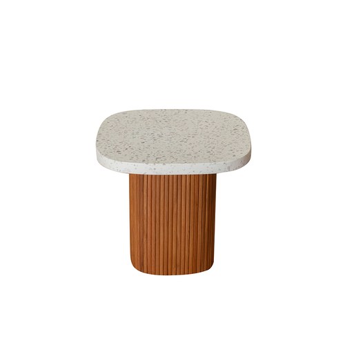 丹麥Tolv 京都園水磨石茶几 (白/橡木)