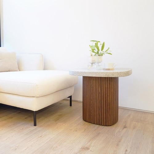 丹麥Tolv 京都園水磨石茶几 (灰/咖、55公分)