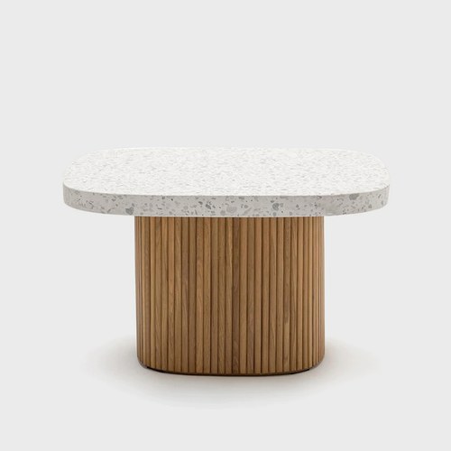 丹麥Tolv 京都園水磨石茶几 (白/橡木)