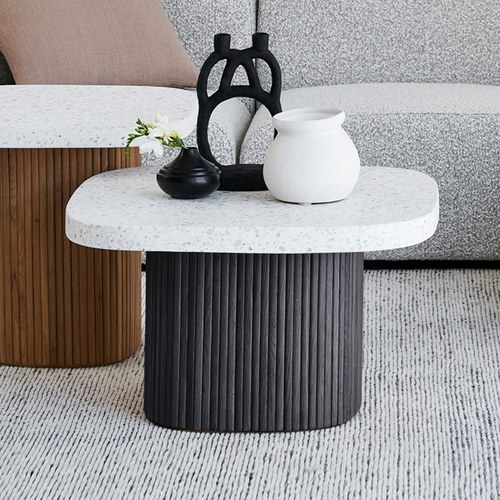 丹麥Tolv 京都園水磨石茶几 (白/黑)