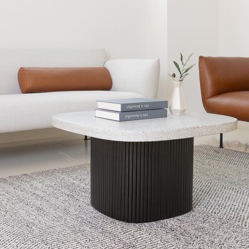 丹麥Tolv 京都園水磨石茶几 (灰/黑)